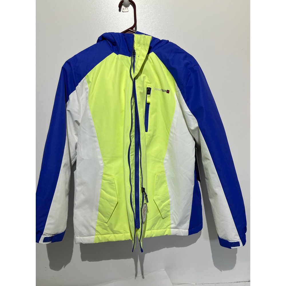 Swiss Tech Mens 4-in-1 Systems Jacket Neon Yellow Blue White Winter‎ Coat NEW